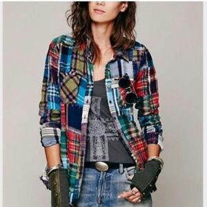 Free People Patchwork Flannel Shirt